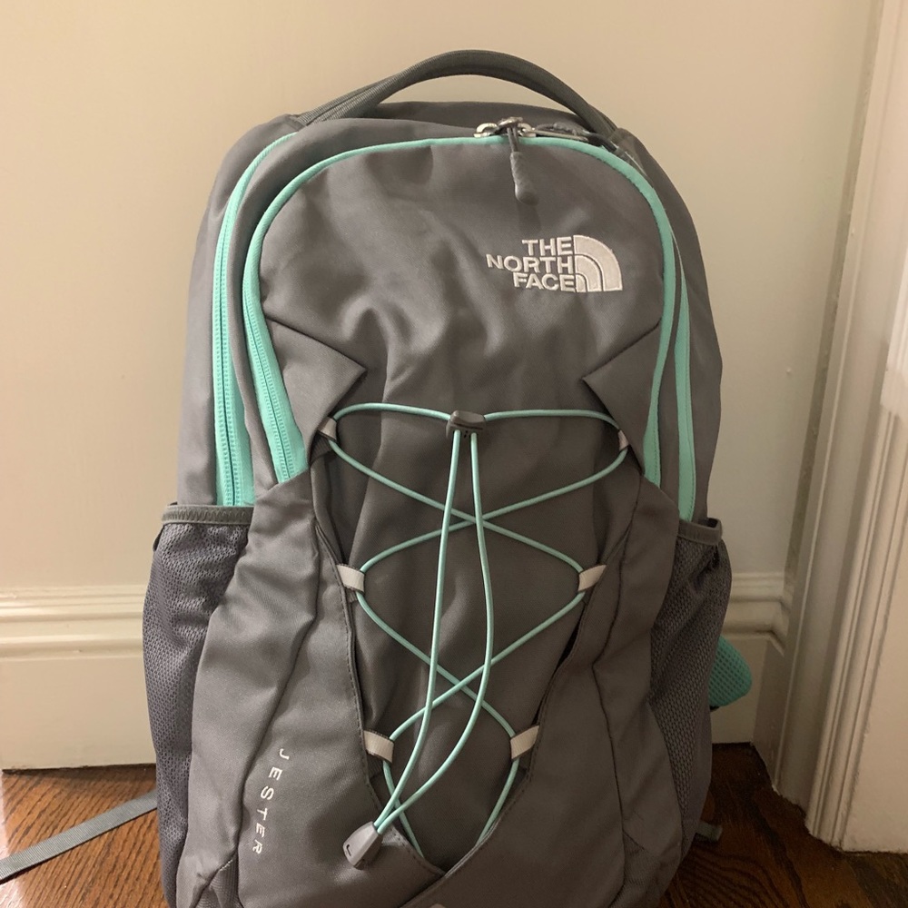 North Face Jester backpack mint and grey.